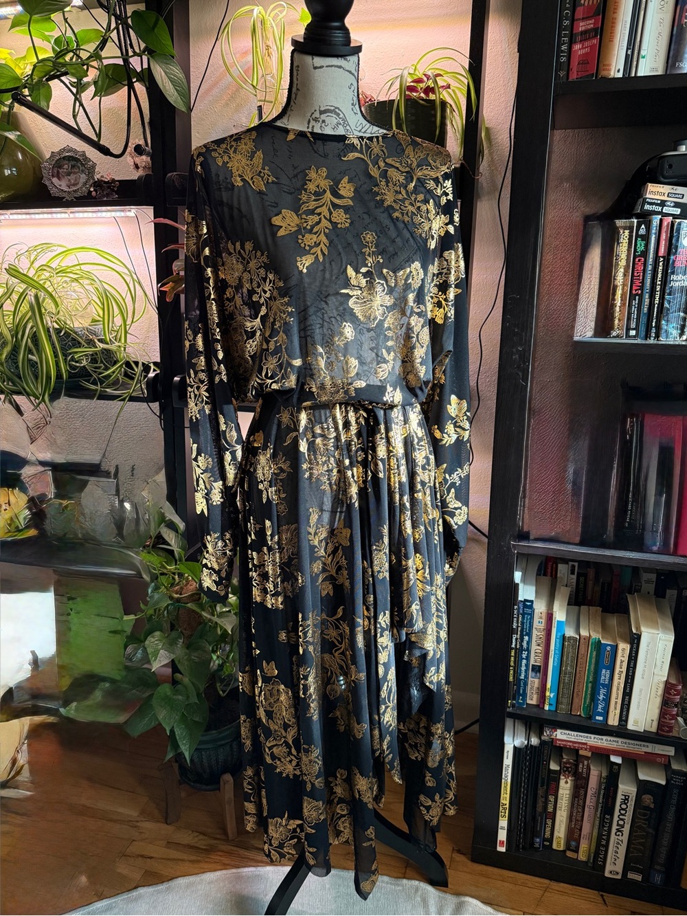 BlackMilk | Gold Foil Floral Dance Teacher Dress